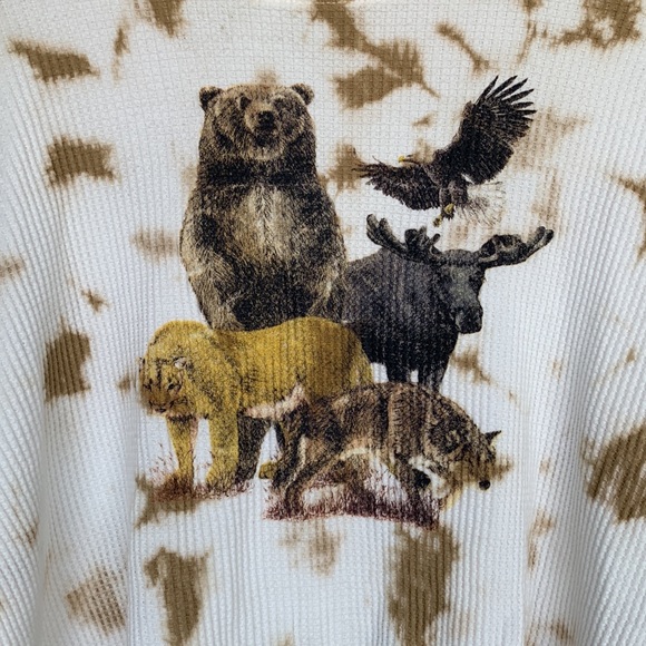 NWT FOREVER 21 WILDERNESS GRAPHIC CROP TOP WAFFLE KNIT LONG SLEEVE LOOSE FIT - Picture 4 of 6